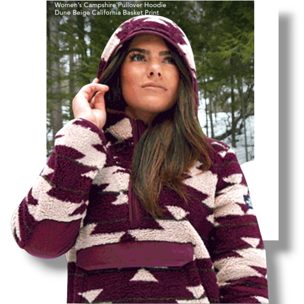 The North Face Campshire 2.0 Beige & Maroon Fleece Hoodie Pullover Anorak Jacket